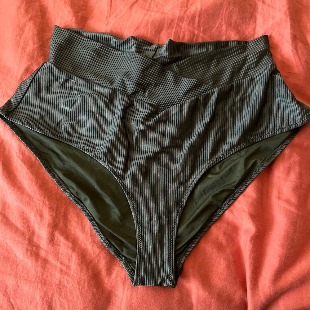 Aerie Olive Ribbed Bikini Bottoms